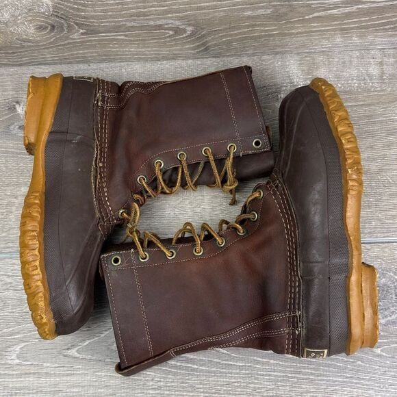 LL Bean Maine Hunting Shoe Men’s Sz 5D Brown Leather 8-Eye Waterproof Duck Boots - Picture 10 of 12